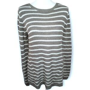 MERONA GRAY & WHITE STRIPE SWEATER SZ.M EUC